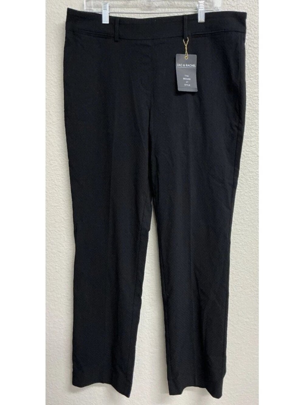 Zac & Rachel NWT Women's Dress Pants Size 14 Black Textured Pull On Elastic